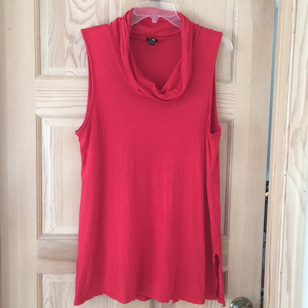 Cable & Gauge Red Cowl Neck Sleeveless Top